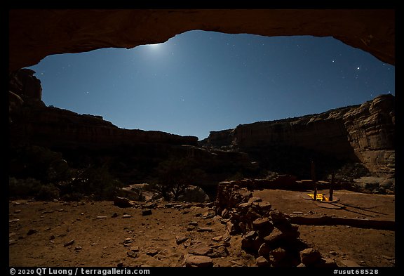 Perfect Kiva and alcove at night. Bears Ears National Monument, Utah, USA (color)