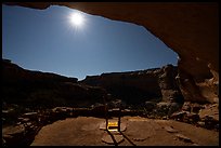 Light from Perfect Kiva and moon. Bears Ears National Monument, Utah, USA ( color)