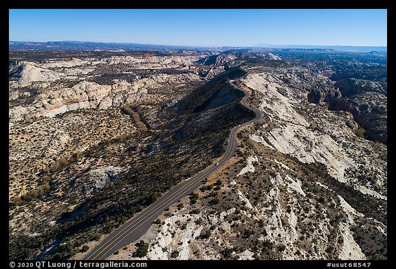 Aerial view of Hogback Ridge. Grand Staircase Escalante National Monument, Utah, USA (color)