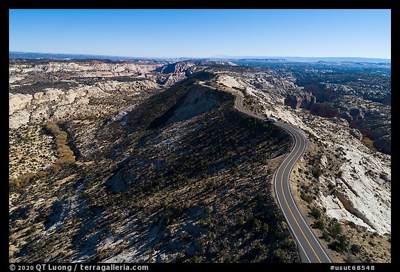 Aerial view of Scenic Byway 12. Grand Staircase Escalante National Monument, Utah, USA (color)