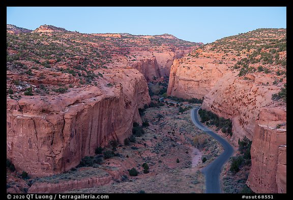 Burr Trail winding into Long Canyon. Grand Staircase Escalante National Monument, Utah, USA