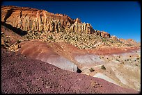 Bentonitic mudstone and sandstone cliffs, Burr Trail. Grand Staircase Escalante National Monument, Utah, USA ( color)