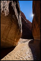 Paria River Canyon and sun. Paria Canyon Vermilion Cliffs Wilderness, Arizona, USA ( color)