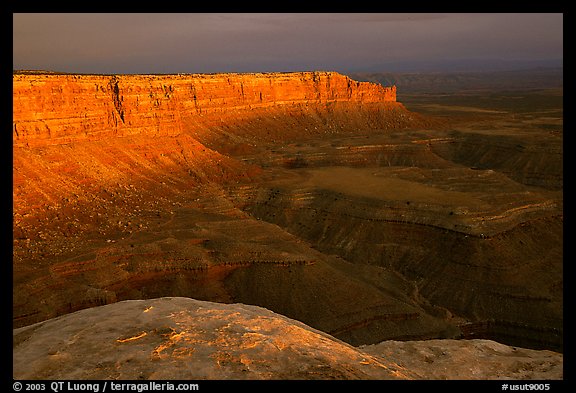 Cliffs near Muley Point, sunset. Bears Ears National Monument, Utah, USA (color)