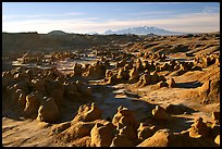 Goblin Valley from the main viewpoint, sunrise, Goblin Valley State Park. Utah, USA (color)