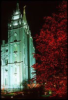 Great Mormon Temple with Christmas lights, Salt Lake City. Utah, USA