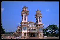 The great Cao Dai temple, with its oriental and occidental features, reflects the religion's eclectism