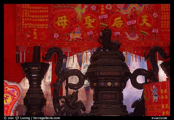 Urn and incense. Cholon, District 5, Ho Chi Minh City, Vietnam (color)