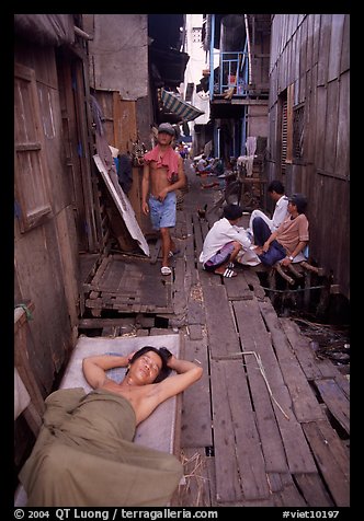 Sleeping late in a narrow alley. Ho Chi Minh City, Vietnam