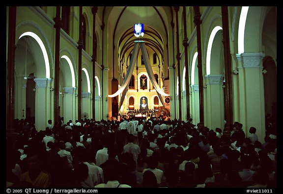 Christmas mass, Cathedral St Joseph. Ho Chi Minh City, Vietnam (color)