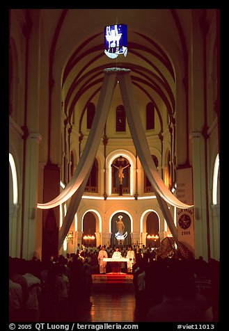 Christmas night mass, Cathedral St Joseph. Ho Chi Minh City, Vietnam (color)