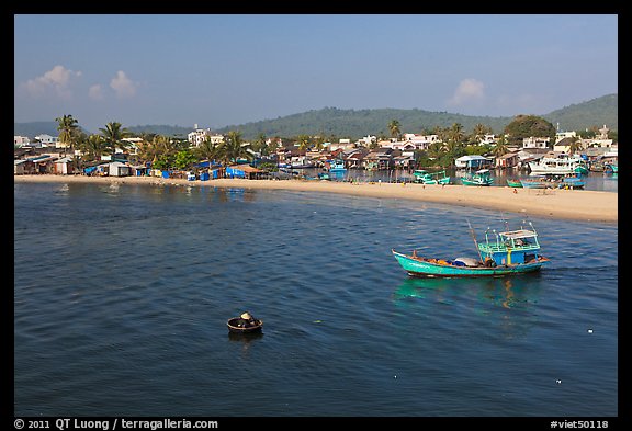 Basket boat, fishing boat, and beach, Duong Dong. Phu Quoc Island, Vietnam