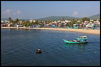 Basket boat, fishing boat, and beach, Duong Dong. Phu Quoc Island, Vietnam ( color)