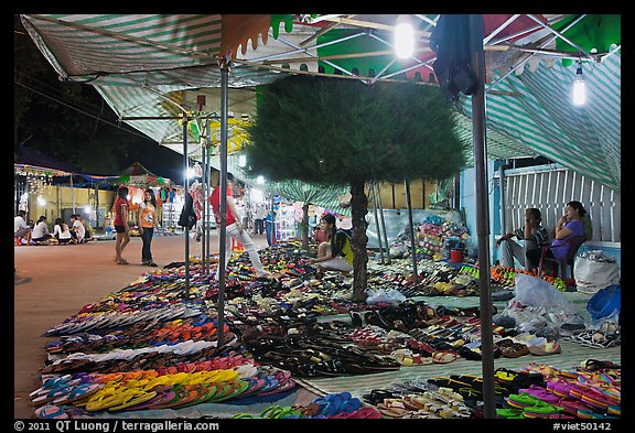 Footwear stall, Dinh Cau Night Market. Phu Quoc Island, Vietnam (color)