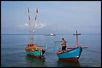 Fisherman on skiff. Phu Quoc Island, Vietnam