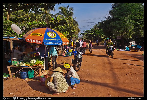 Street market in village along Long Beach. Phu Quoc Island, Vietnam (color)