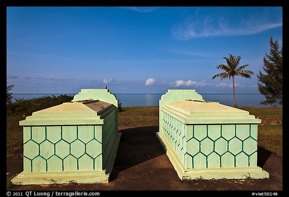 Tombs and sea, Long Beach. Phu Quoc Island, Vietnam (color)
