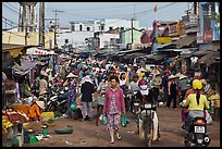 Crowds in public market, Duong Dong. Phu Quoc Island, Vietnam ( color)