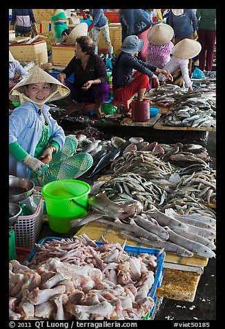 Woman selling sea food, Duong Dong. Phu Quoc Island, Vietnam (color)