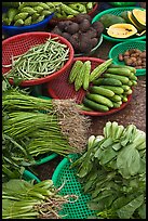 Close-up of vegetable in baskets, Duong Dong. Phu Quoc Island, Vietnam