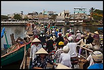 Crowd crossing the mobile bridge, Duong Dong. Phu Quoc Island, Vietnam ( color)