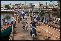 Crossing the mobile bridge over Duong Dong river, Duong Dong. Phu Quoc Island, Vietnam (color)