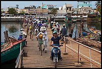 Crossing the mobile bridge over Duong Dong river, Duong Dong. Phu Quoc Island, Vietnam