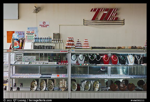 Fish Sauce and pearls for sale at the airport, Duong Dong. Phu Quoc Island, Vietnam (color)