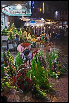 Flower and vegetable stores at night. Ho Chi Minh City, Vietnam