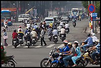 Motorcyle traffic on large avenue. Ho Chi Minh City, Vietnam