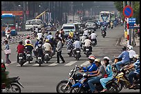 Motorcyle traffic on large avenue. Ho Chi Minh City, Vietnam (color)