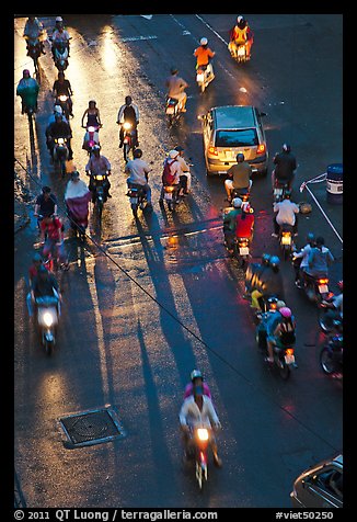 Intersection at night seen from above. Ho Chi Minh City, Vietnam (color)