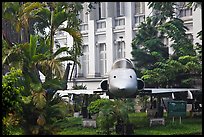Fighter plane used by renegate South Vietnamese pilot to bomb Presidential Palace. Ho Chi Minh City, Vietnam (color)