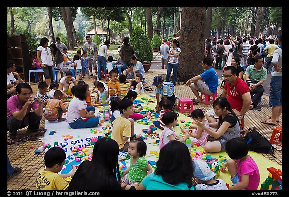 Babies and toddlers, Cong Vien Van Hoa Park. Ho Chi Minh City, Vietnam (color)