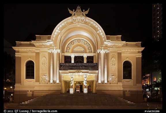 Opera House (Nha Hat Thanh Pho) at night. Ho Chi Minh City, Vietnam