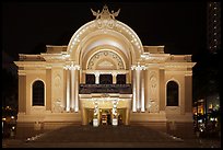 Opera House (Nha Hat Thanh Pho) at night. Ho Chi Minh City, Vietnam (color)
