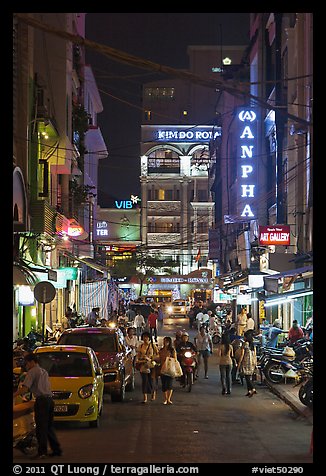 Shopping streetat night. Ho Chi Minh City, Vietnam