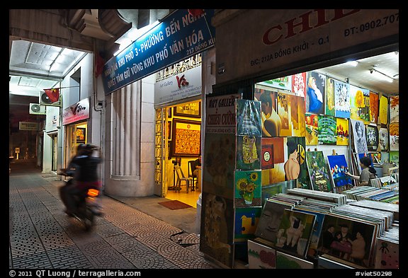 Art galleries at night. Ho Chi Minh City, Vietnam (color)