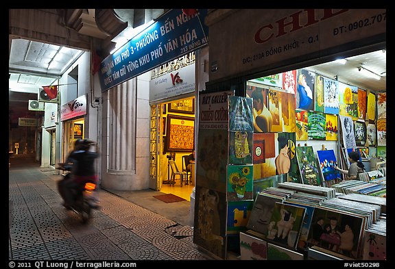 Art galleries at night. Ho Chi Minh City, Vietnam