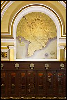 Phone booths and colonial-area map, Central Post Office. Ho Chi Minh City, Vietnam (color)