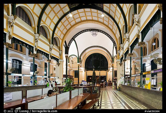 Inner decor of Saigon Central Post office. Ho Chi Minh City, Vietnam (color)