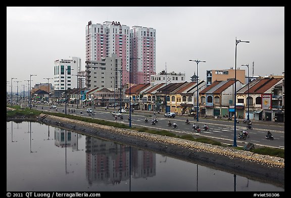 Expressway and high rise on the banks of the Saigon Arroyau. Cholon, Ho Chi Minh City, Vietnam