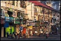 Facades of colonial-area townhouses. Ho Chi Minh City, Vietnam