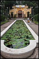 Waterlilly basin and temple gate, Cong Vien Van Hoa Park. Ho Chi Minh City, Vietnam ( color)