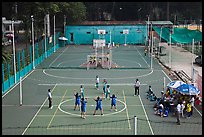 Girls Volleyball players and coaches, Cong Vien Van Hoa Park. Ho Chi Minh City, Vietnam ( color)