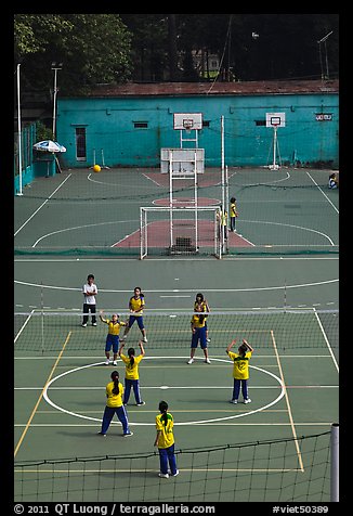Girls Volleyball match, Cong Vien Van Hoa Park. Ho Chi Minh City, Vietnam (color)