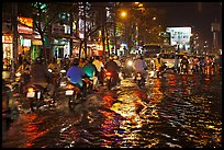 Flooded street and light reflections. Ho Chi Minh City, Vietnam