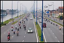 Busy expressway on banks of Saigon Arroyau. Cholon, Ho Chi Minh City, Vietnam