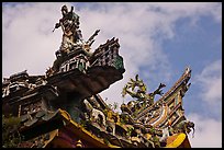 Ceramic figures on roof, Quan Am Pagoda. Cholon, District 5, Ho Chi Minh City, Vietnam ( color)