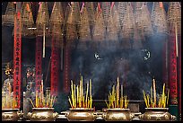 Urns, incense coils, and incense smoke, Thien Hau Pagoda. Cholon, District 5, Ho Chi Minh City, Vietnam (color)